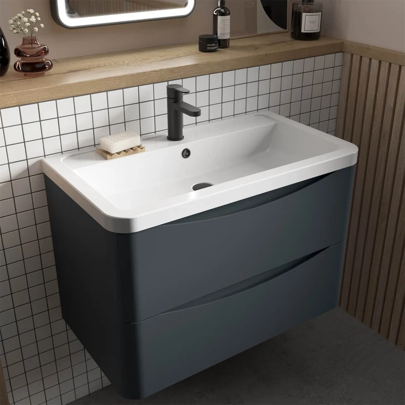 Nuie Lunar 600 x 445mm Wall Hung Vanity Unit With 1 Drawer & Basin