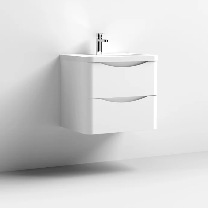 Nuie Lunar 600 x 445mm Wall Hung Vanity Unit With 2 Drawers & Basin