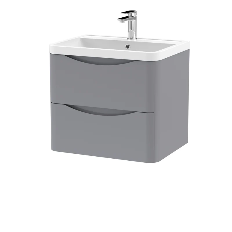 Nuie Lunar 600 x 445mm Wall Hung Vanity Unit With 2 Drawers & Basin