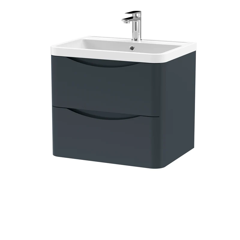 Nuie Lunar 600 x 445mm Wall Hung Vanity Unit With 2 Drawers & Basin