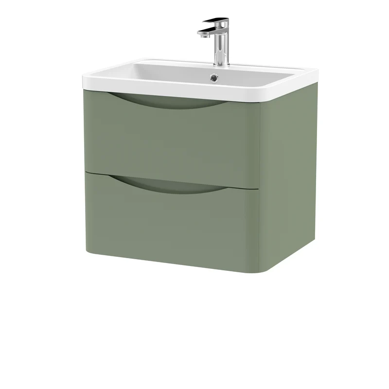 Nuie Lunar 600 x 445mm Wall Hung Vanity Unit With 2 Drawers & Basin