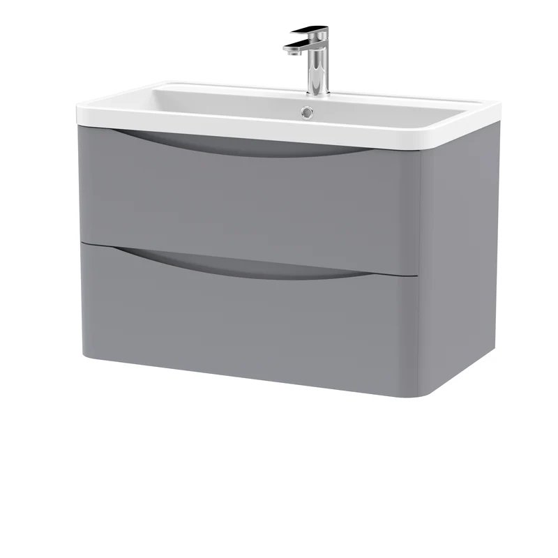 Nuie Lunar 800 x 445mm Wall Hung Vanity Unit With 2 Drawers & Basin