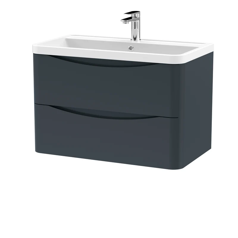 Nuie Lunar 800 x 445mm Wall Hung Vanity Unit With 2 Drawers & Basin