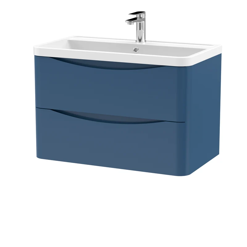 Nuie Lunar 800 x 445mm Wall Hung Vanity Unit With 2 Drawers & Basin