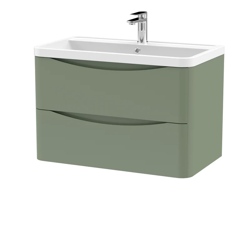 Nuie Lunar 800 x 445mm Wall Hung Vanity Unit With 2 Drawers & Basin