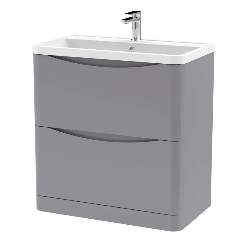 Nuie Lunar 800 x 445mm Floor Standing Vanity Unit With 2 Drawers & Basin
