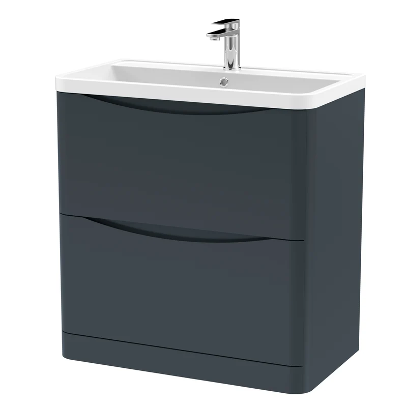 Nuie Lunar 800 x 445mm Floor Standing Vanity Unit With 2 Drawers & Basin