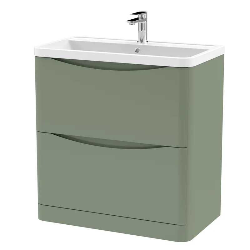 Nuie Lunar 800 x 445mm Floor Standing Vanity Unit With 2 Drawers & Basin
