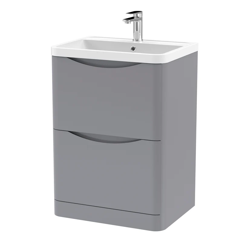Nuie Lunar 600 x 445mm Floor Standing Vanity Unit With 2 Drawers & Basin