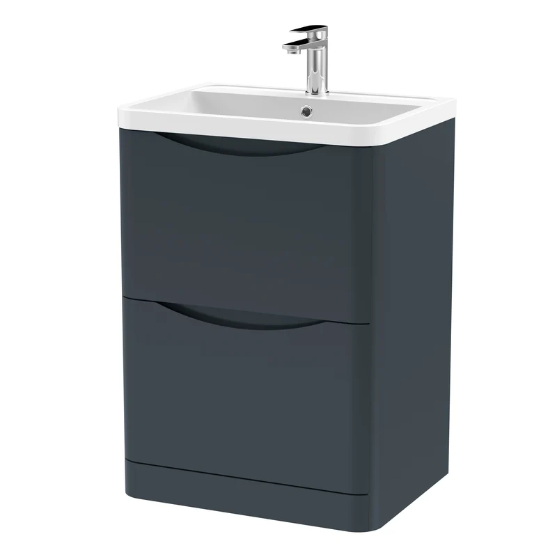 Nuie Lunar 600 x 445mm Floor Standing Vanity Unit With 2 Drawers & Basin