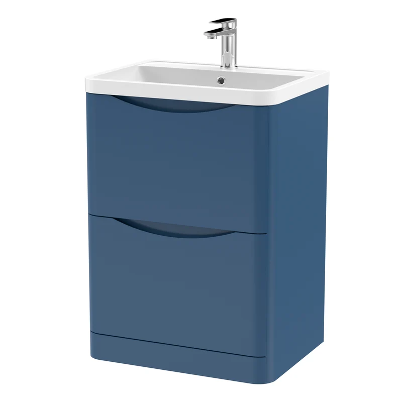 Nuie Lunar 600 x 445mm Floor Standing Vanity Unit With 2 Drawers & Basin