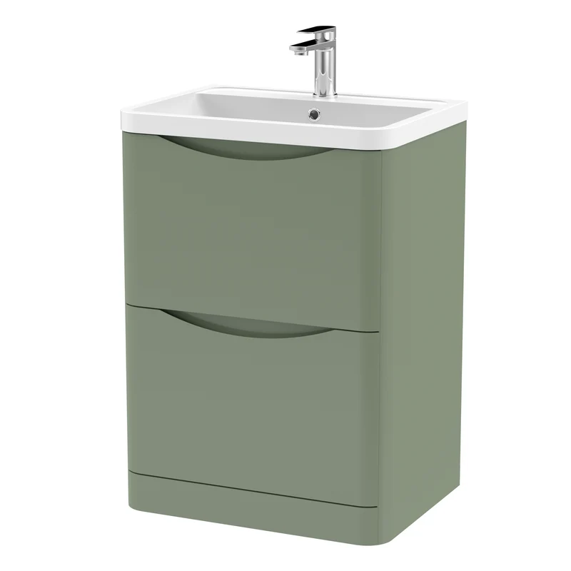 Nuie Lunar 600 x 445mm Floor Standing Vanity Unit With 2 Drawers & Basin
