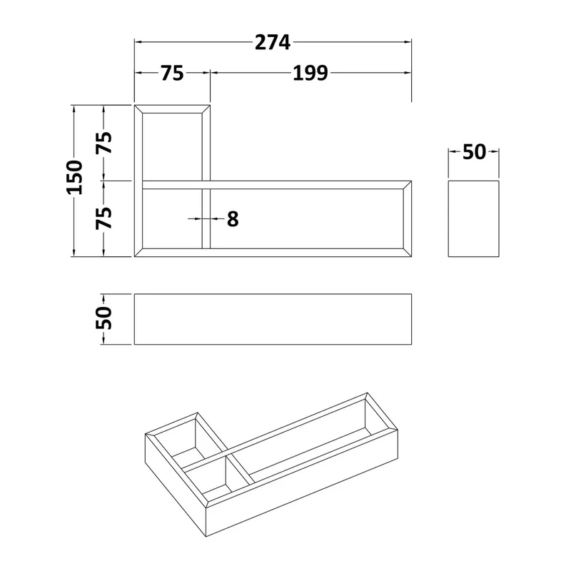 Nuie L Shaped Drawer Organiser Insert