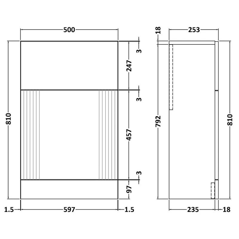 Nuie Deco 500 x 253mm WC Unit Without Cistern