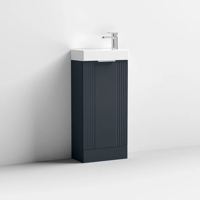 Nuie Deco Compact 400 x 222mm Floor Standing Vanity Unit With 1 Door & Ceramic Basin