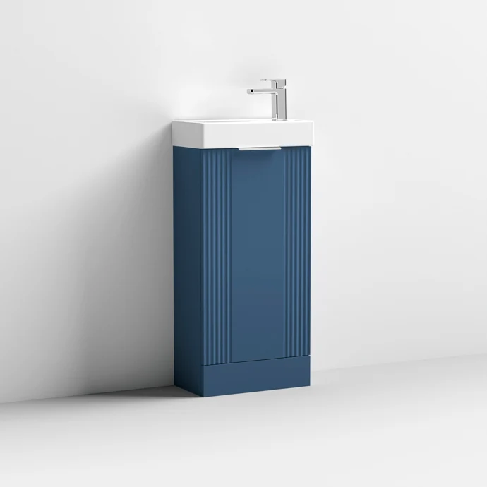 Nuie Deco Compact 400 x 222mm Floor Standing Vanity Unit With 1 Door & Ceramic Basin