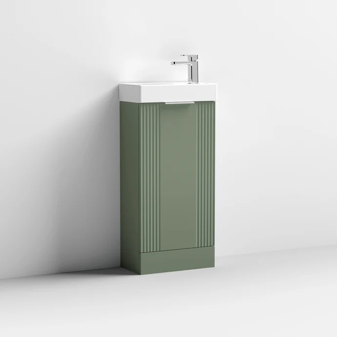 Nuie Deco Compact 400 x 222mm Floor Standing Vanity Unit With 1 Door & Ceramic Basin