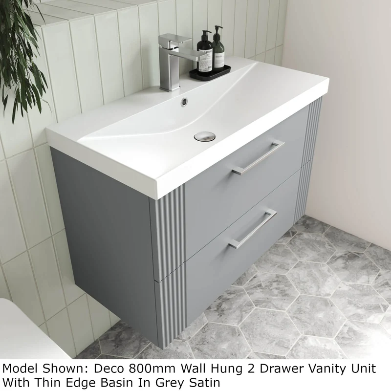 Nuie Deco 1200 x 383mm Wall Hung Vanity Unit With 2 Drawers & Twin Basin