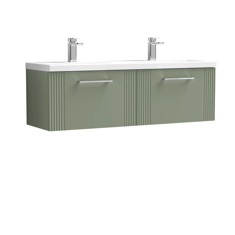 Nuie Deco 1200 x 383mm Wall Hung Vanity Unit With 2 Drawers & Twin Basin