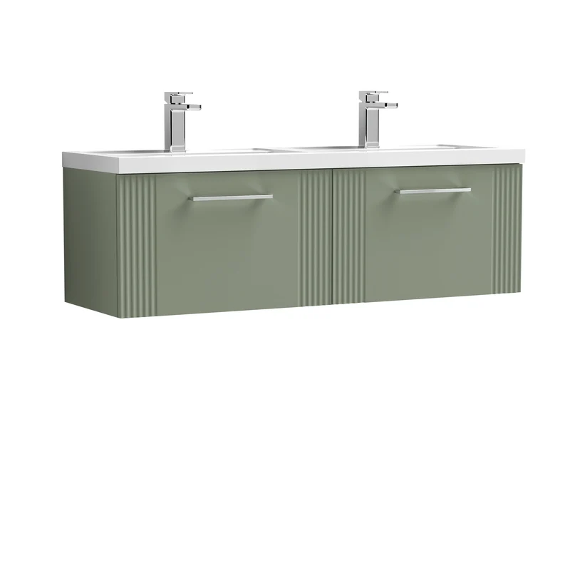 Nuie Deco 1200 x 383mm Wall Hung Vanity Unit With 2 Drawers & Twin Basin