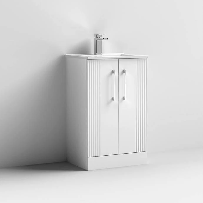 Nuie Deco 600 x 383mm Floor Standing Vanity Unit With 2 Doors & Ceramic Basin
