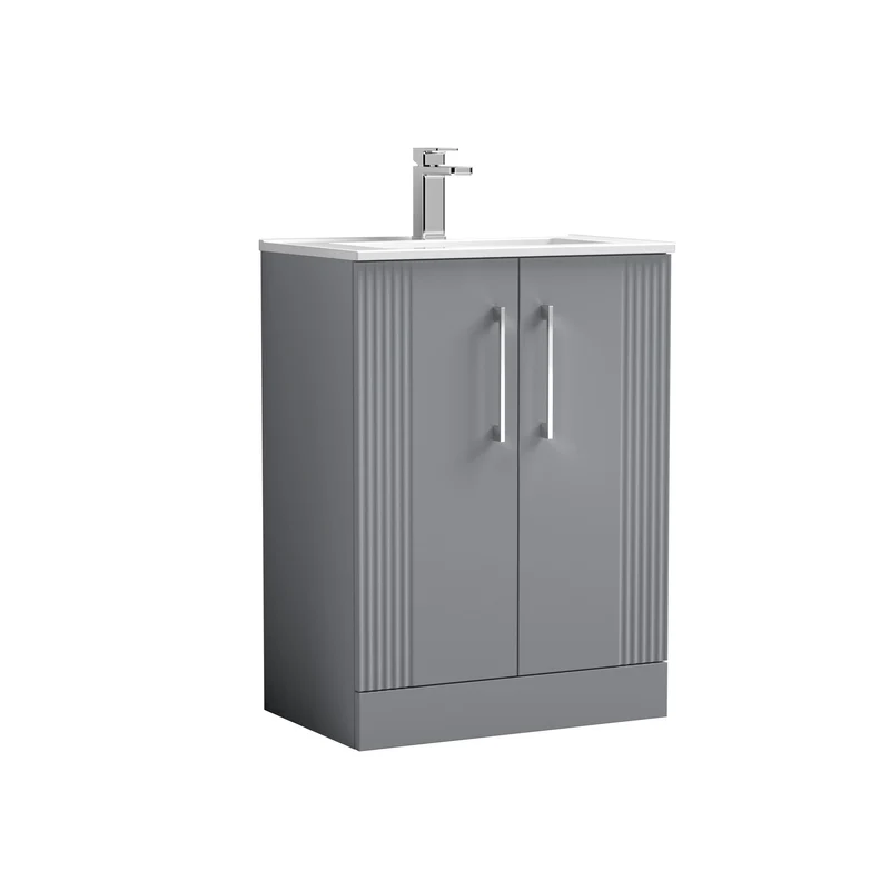 Nuie Deco 600 x 383mm Floor Standing Vanity Unit With 2 Doors & Ceramic Basin