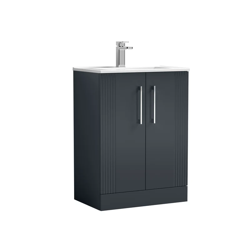 Nuie Deco 600 x 383mm Floor Standing Vanity Unit With 2 Doors & Ceramic Basin