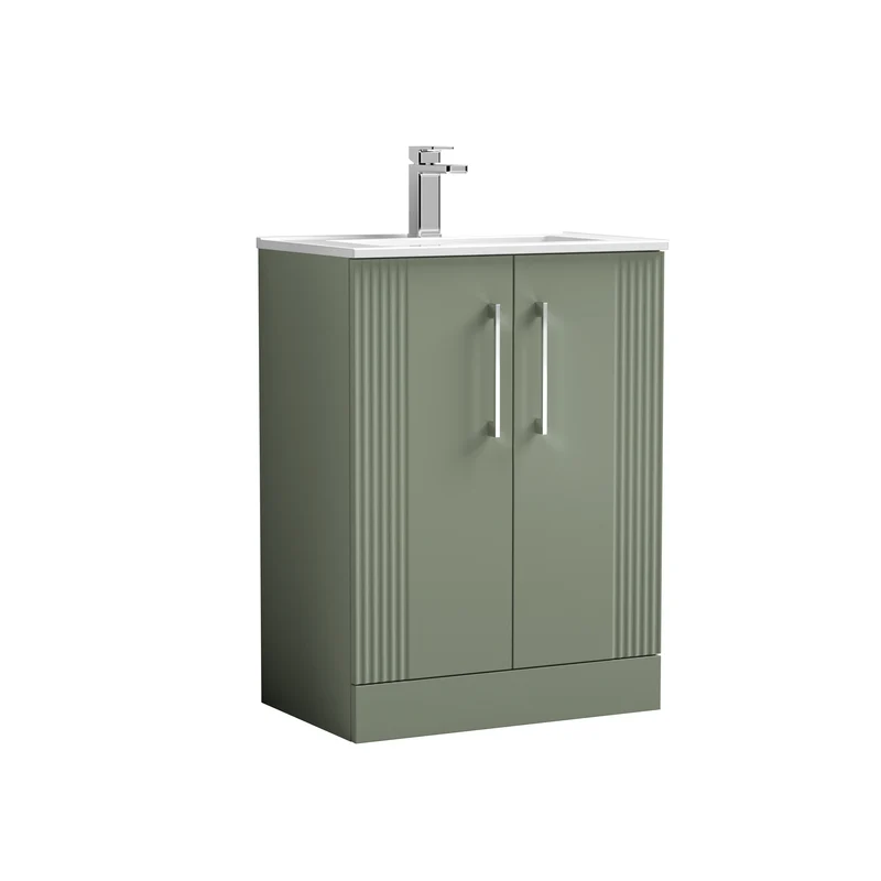 Nuie Deco 600 x 383mm Floor Standing Vanity Unit With 2 Doors & Ceramic Basin