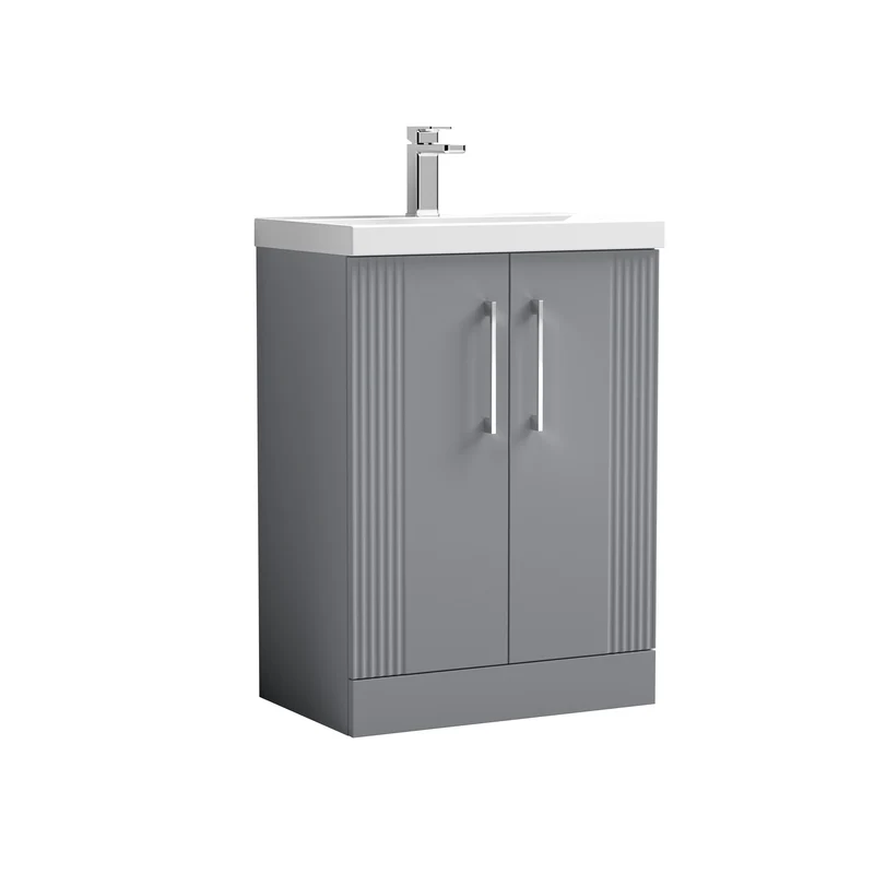 Nuie Deco 600 x 383mm Floor Standing Vanity Unit With 2 Doors & Ceramic Basin