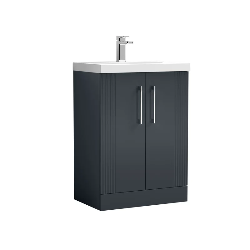 Nuie Deco 600 x 383mm Floor Standing Vanity Unit With 2 Doors & Ceramic Basin
