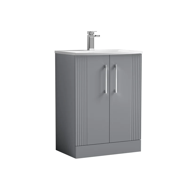 Nuie Deco 600 x 383mm Floor Standing Vanity Unit With 2 Doors & Ceramic Basin