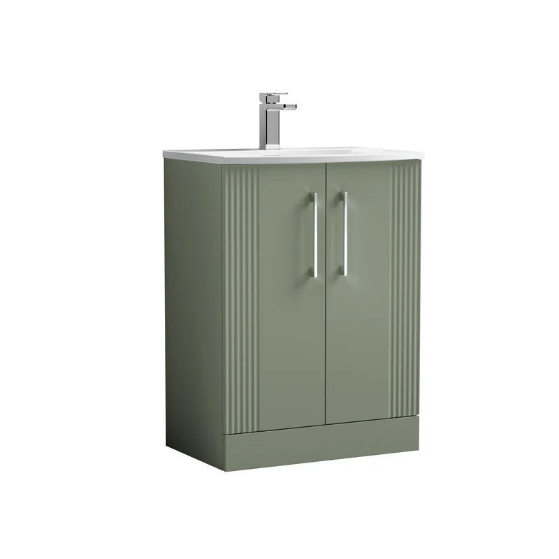 Nuie Deco 600 x 383mm Floor Standing Vanity Unit With 2 Doors & Ceramic Basin
