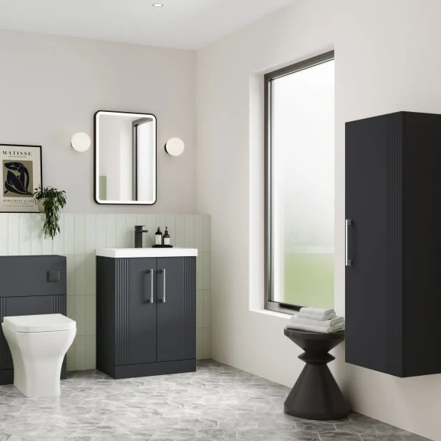 Nuie Deco 500 x 383mm Floor Standing Vanity Unit With 2 Doors & Ceramic Basin