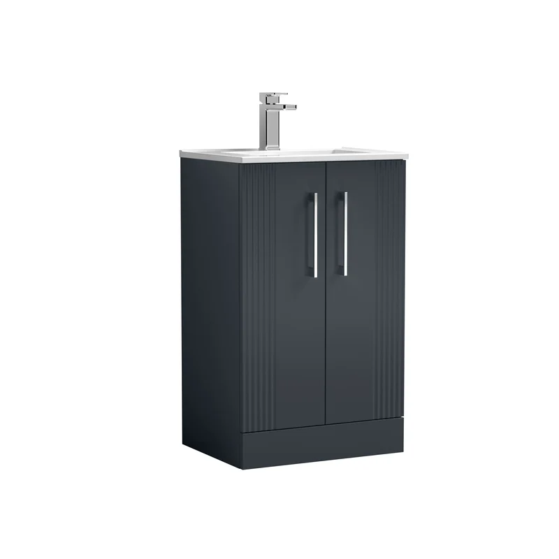 Nuie Deco 500 x 383mm Floor Standing Vanity Unit With 2 Doors & Ceramic Basin