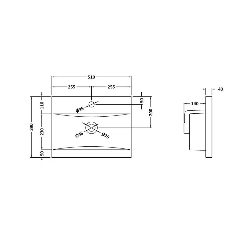 Nuie Deco 500 x 383mm Floor Standing Vanity Unit With 2 Doors & Ceramic Basin