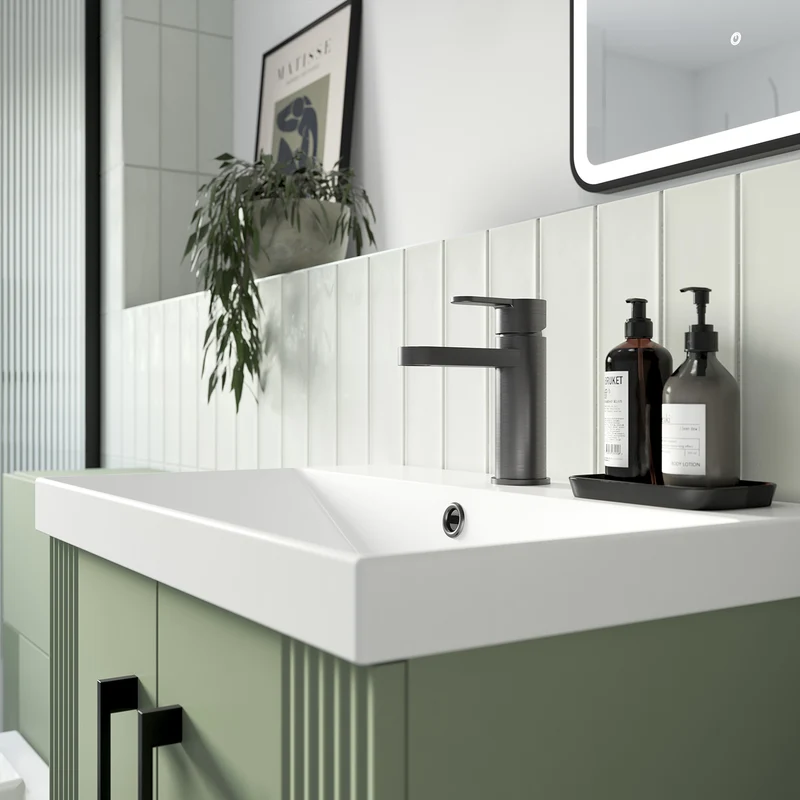 Nuie Deco 800 x 383mm Wall Hung Vanity Unit With 2 Drawers & Ceramic Basin