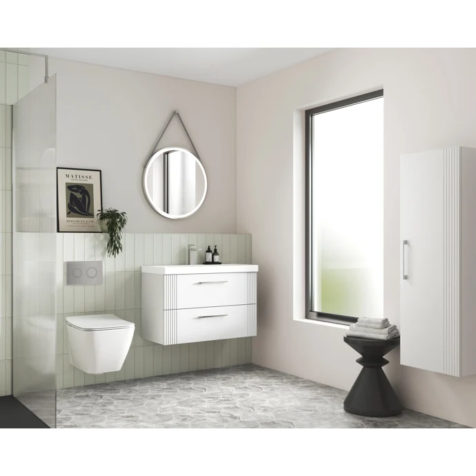 Nuie Deco 800 x 383mm Wall Hung Vanity Unit With 2 Drawers & Ceramic Basin