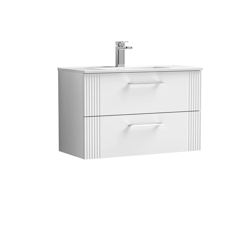 Nuie Deco 800 x 383mm Wall Hung Vanity Unit With 2 Drawers & Ceramic Basin