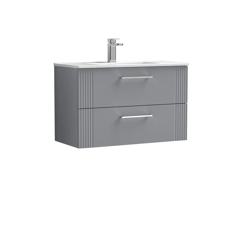 Nuie Deco 800 x 383mm Wall Hung Vanity Unit With 2 Drawers & Ceramic Basin