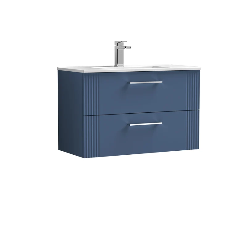 Nuie Deco 800 x 383mm Wall Hung Vanity Unit With 2 Drawers & Ceramic Basin