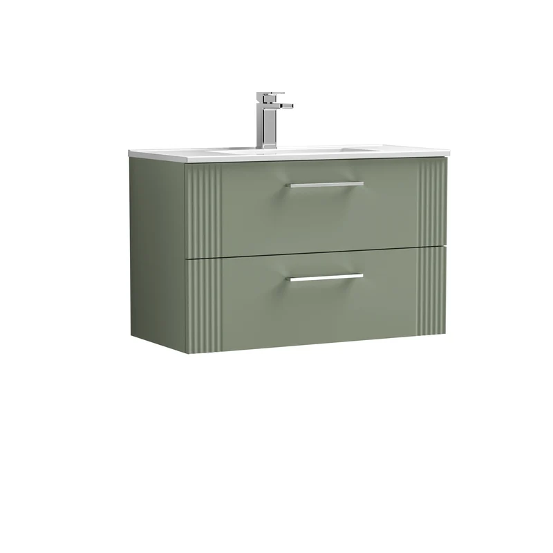 Nuie Deco 800 x 383mm Wall Hung Vanity Unit With 2 Drawers & Ceramic Basin