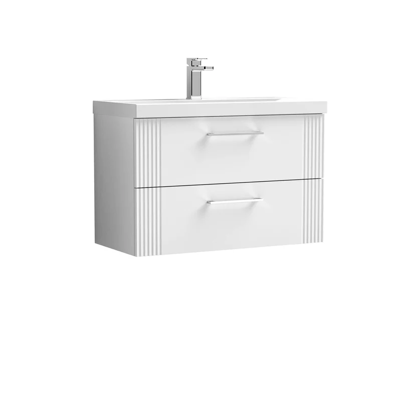 Nuie Deco 800 x 383mm Wall Hung Vanity Unit With 2 Drawers & Ceramic Basin