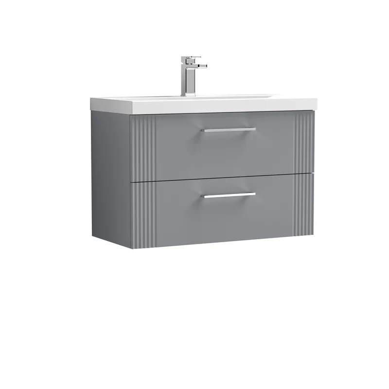 Nuie Deco 800 x 383mm Wall Hung Vanity Unit With 2 Drawers & Ceramic Basin