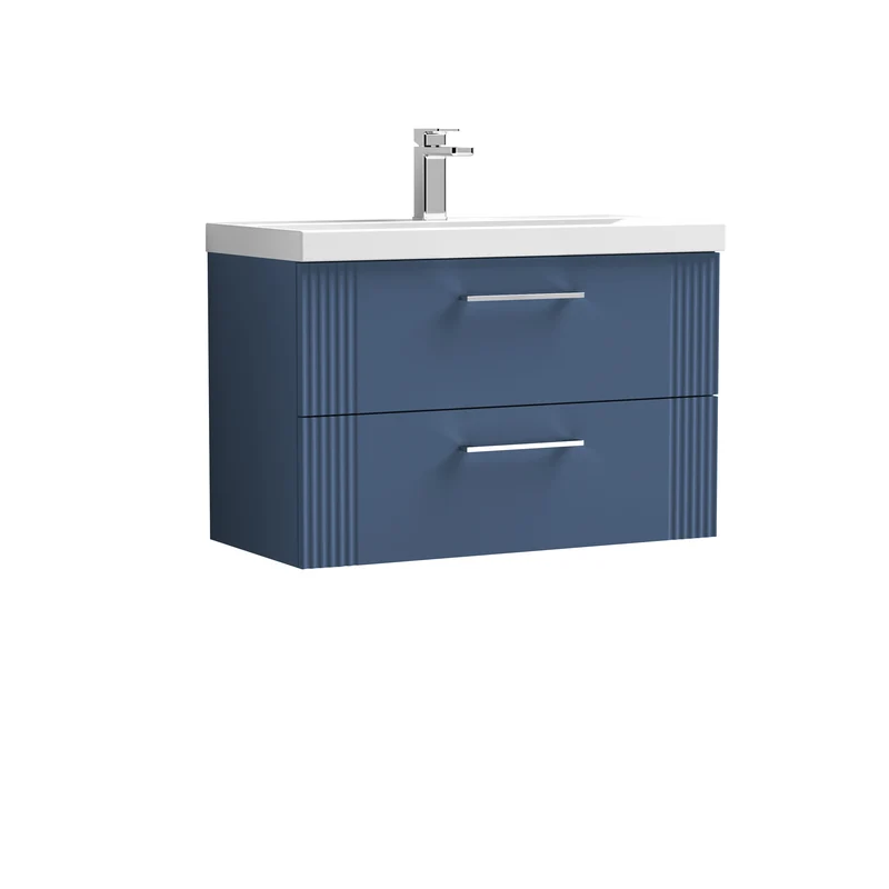 Nuie Deco 800 x 383mm Wall Hung Vanity Unit With 2 Drawers & Ceramic Basin