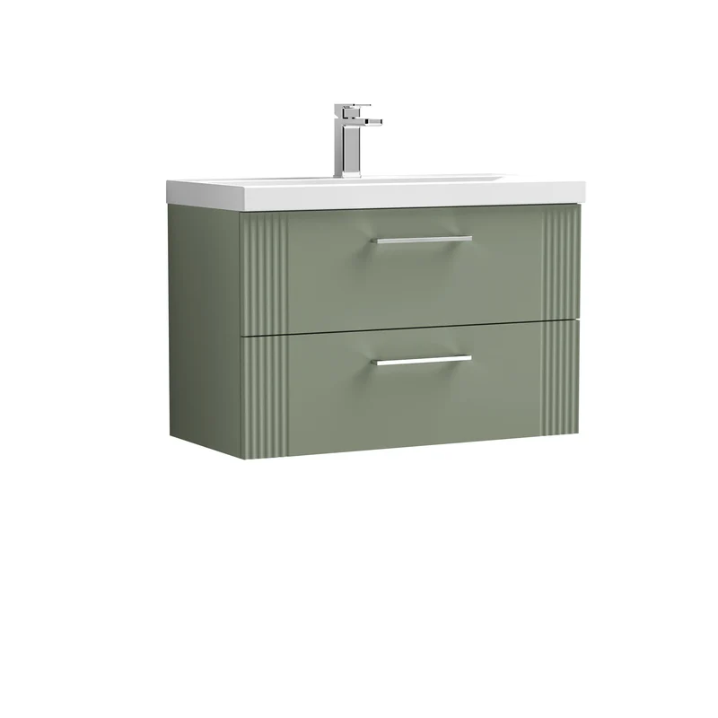 Nuie Deco 800 x 383mm Wall Hung Vanity Unit With 2 Drawers & Ceramic Basin