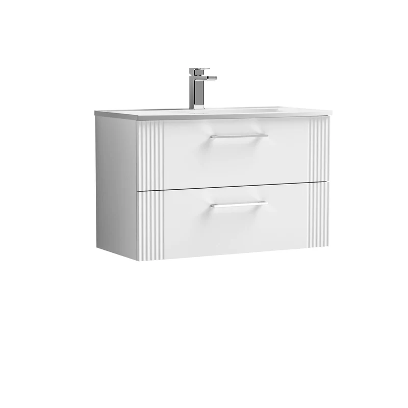 Nuie Deco 800 x 383mm Wall Hung Vanity Unit With 2 Drawers & Ceramic Basin
