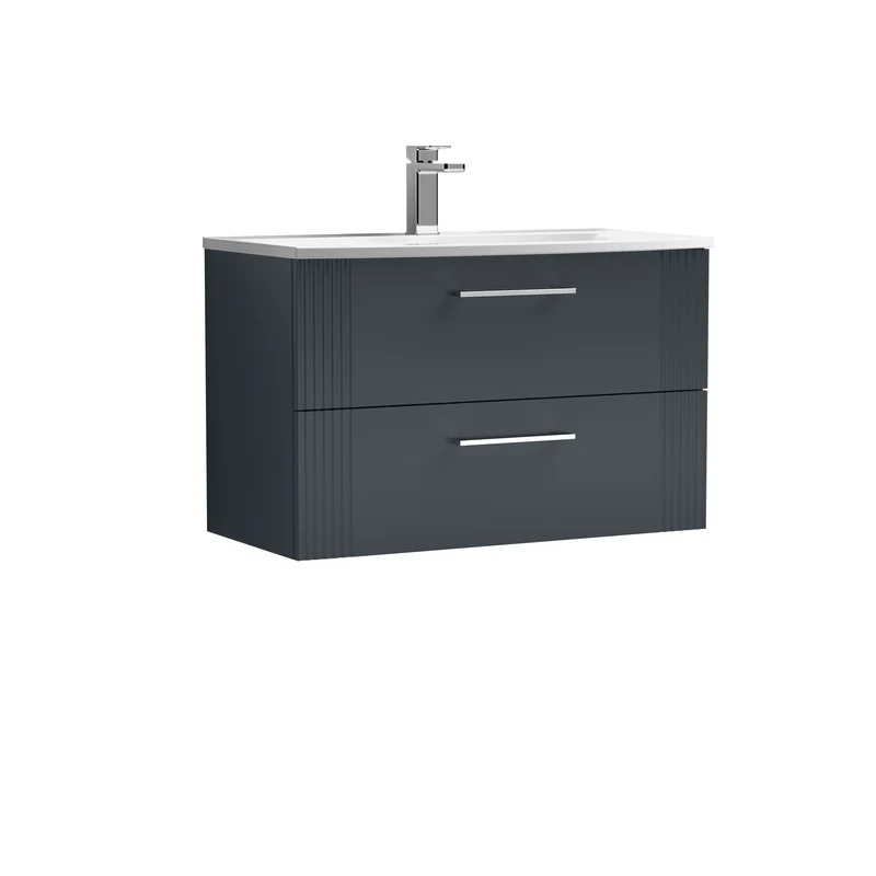 Nuie Deco 800 x 383mm Wall Hung Vanity Unit With 2 Drawers & Ceramic Basin
