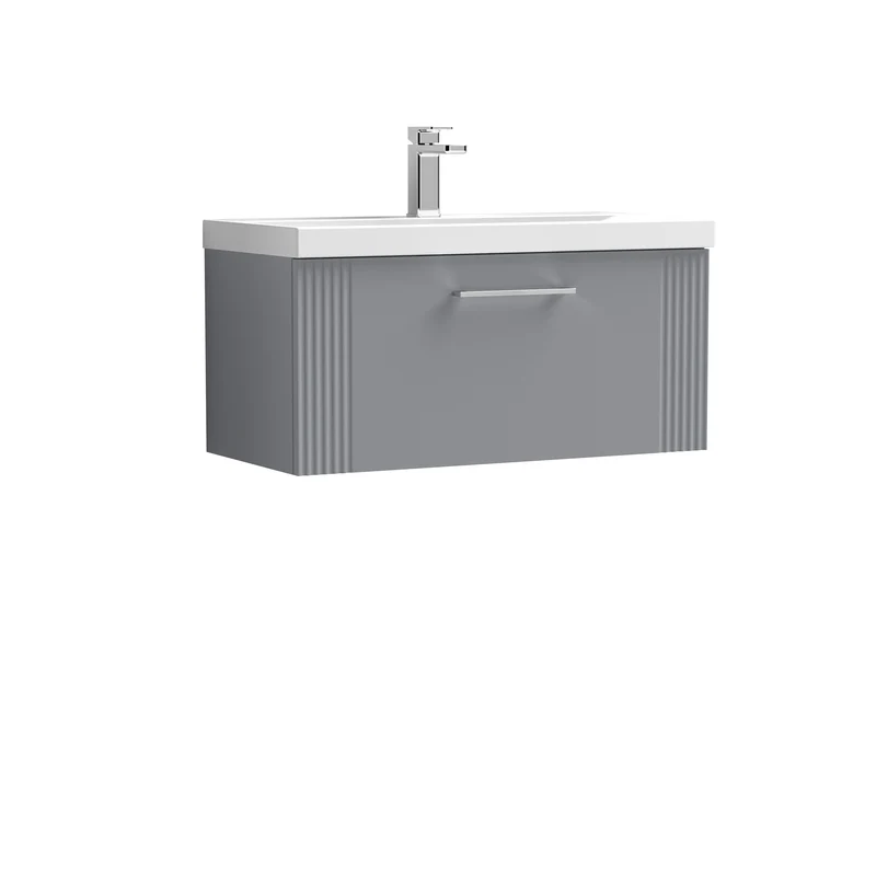 Nuie Deco 800 x 383mm Wall Hung Vanity Unit With 1 Drawer & Ceramic Basin