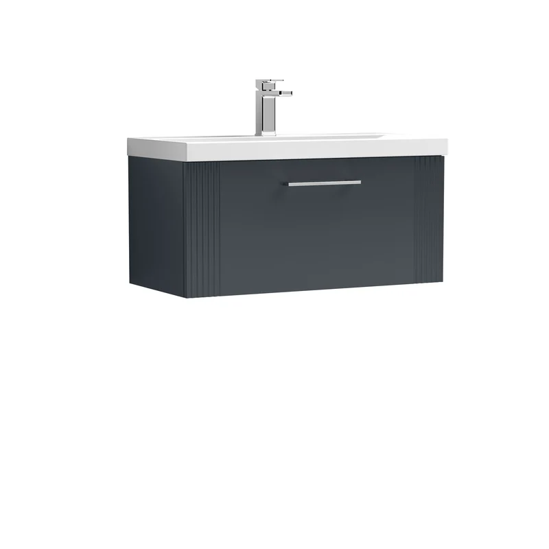 Nuie Deco 800 x 383mm Wall Hung Vanity Unit With 1 Drawer & Ceramic Basin