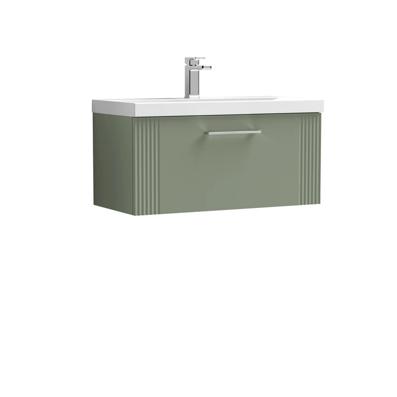 Nuie Deco 800 x 383mm Wall Hung Vanity Unit With 1 Drawer & Ceramic Basin